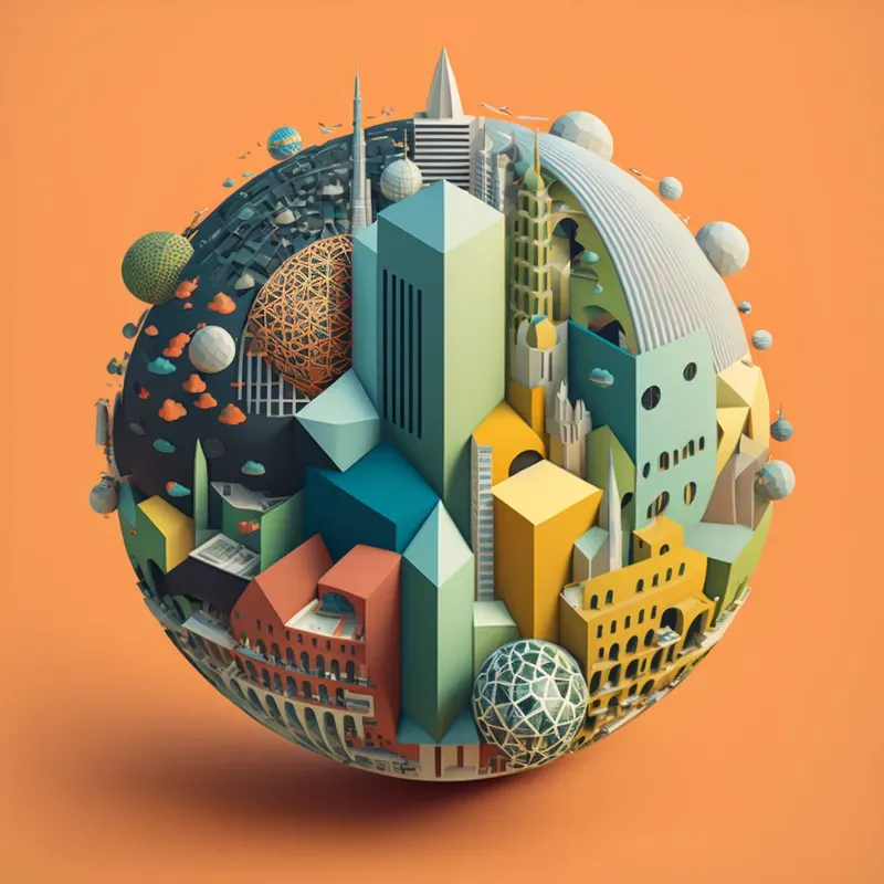 Retro Isometric Architectural Vector Illustrations