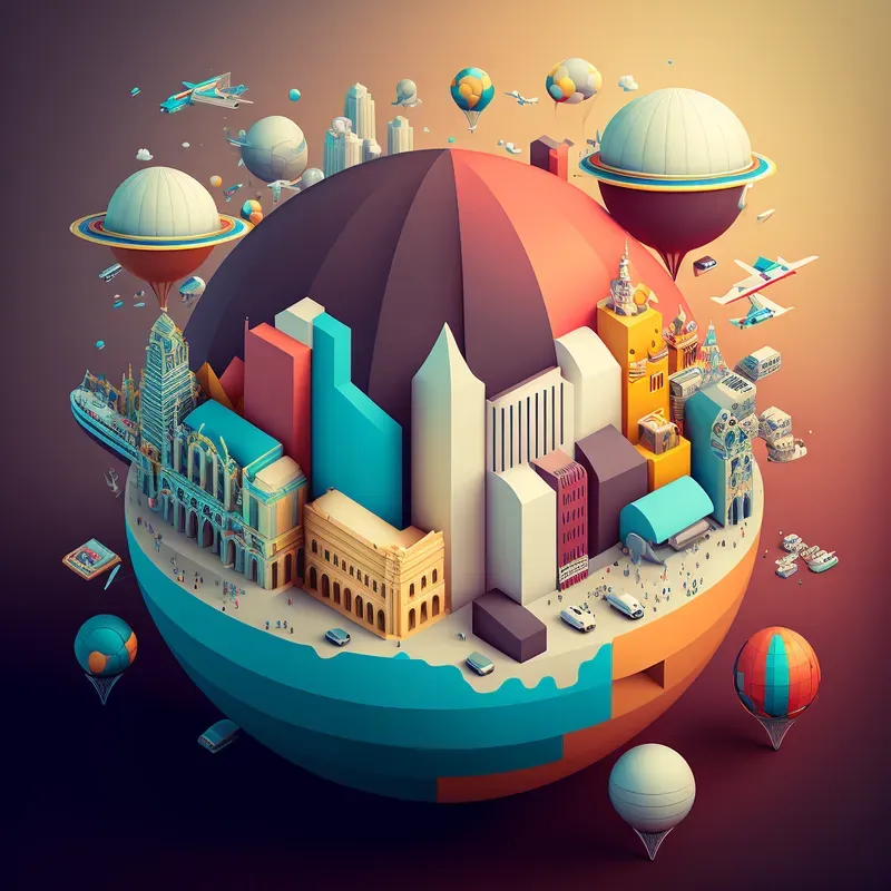 Retro Isometric Architectural Vector Illustrations