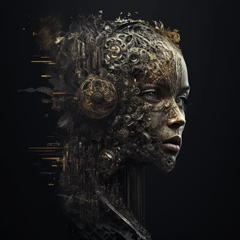 Mechanical Human Head Illustrations