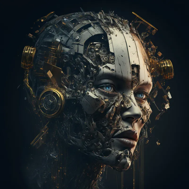 Mechanical Human Head Illustrations