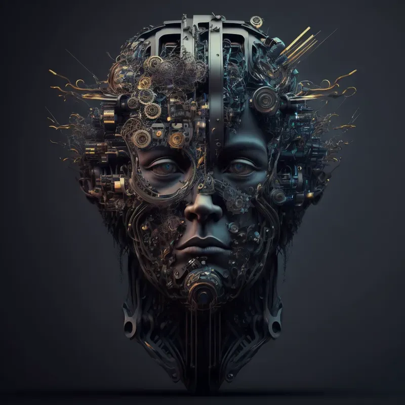 Mechanical Human Head Illustrations