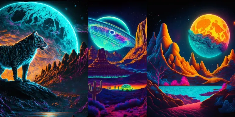 Psychedelic Neon Nature Landscapes generated by undefined
