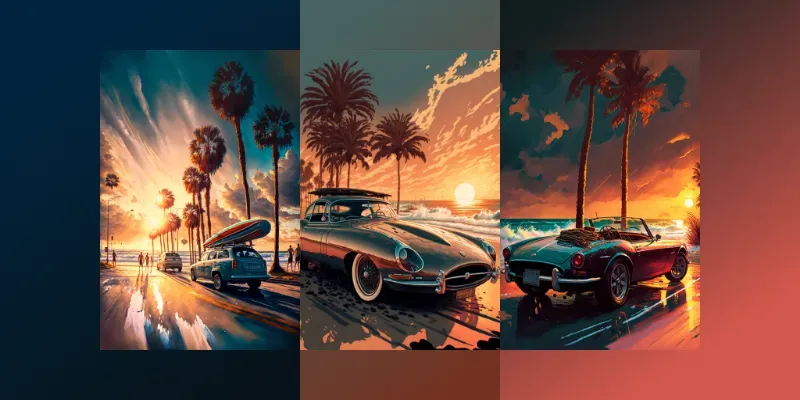 Vintage Surfer Beach Car Posters generated by undefined