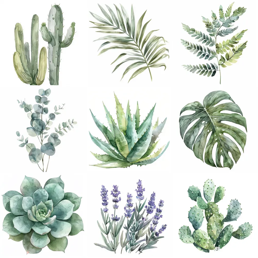 Watercolor Plant Illustrations Wallart