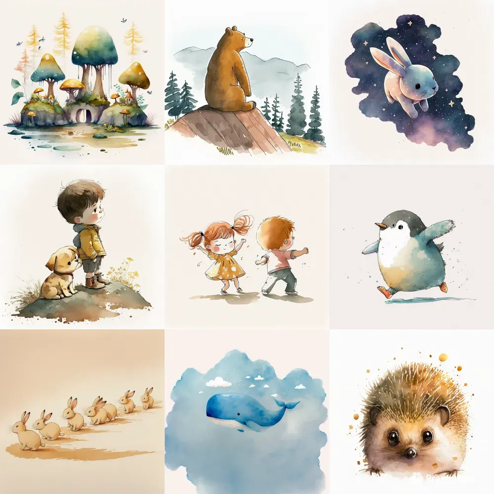 Kids Watercolor Illustrations