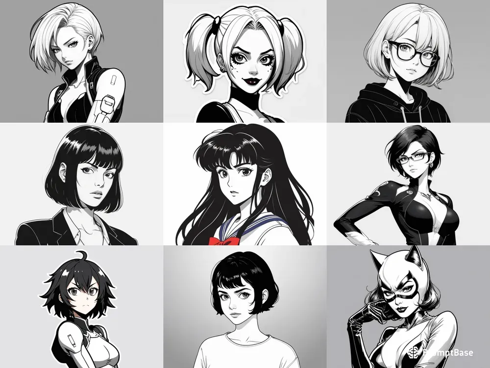 90s Style Stickers Female Characters