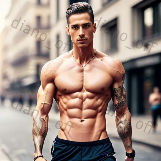 Shirtless Athletic Men Hyperealistically