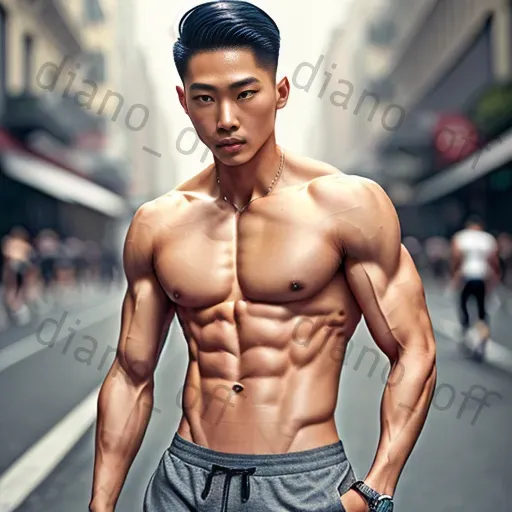 Shirtless Athletic Men Hyperealistically