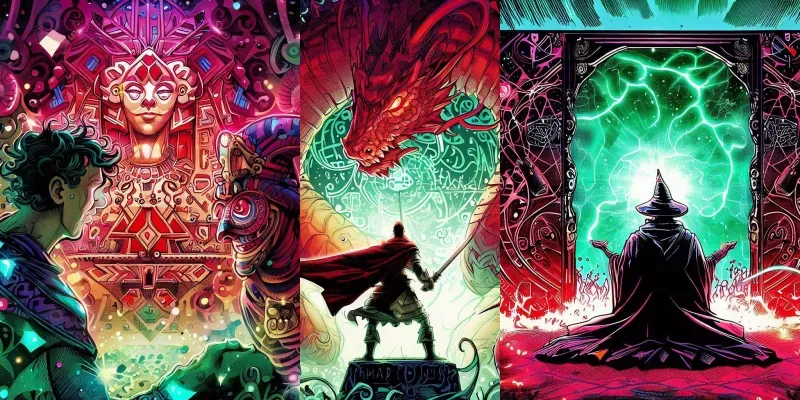 Comicsstyle Magical Tarot Card Designs generated by undefined