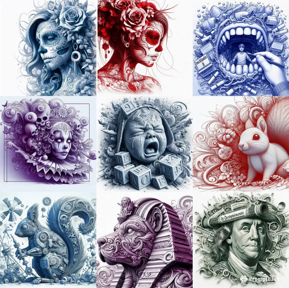 Beautiful Monochromatic Sketch Designs