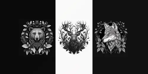 Animal Tattoo Vector Illustration Designs generated by midjourney