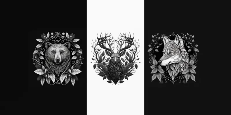 Animal Tattoo Vector Illustration Designs generated by undefined