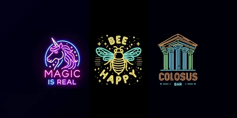 Neon Lighting Logo Text Posters generated by undefined