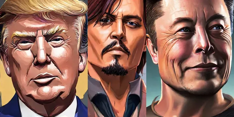 Cel Shaded Celebrity Portraits generated by undefined