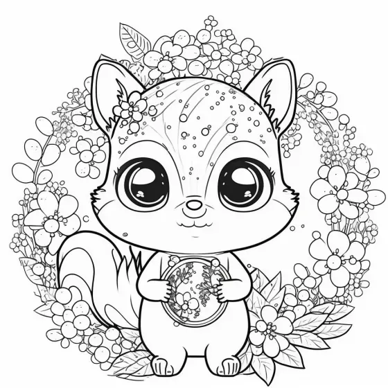 Cute Animals In Bloom Kids Coloring Pages