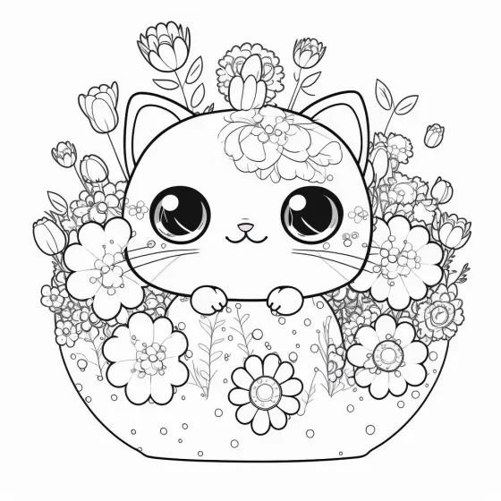 Cute Animals In Bloom Kids Coloring Pages