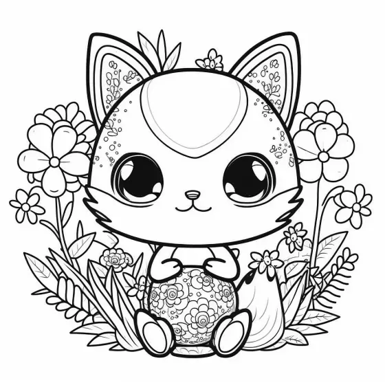 Cute Animals In Bloom Kids Coloring Pages