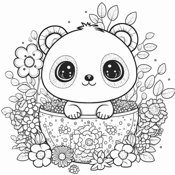 Cute Animals In Bloom Kids Coloring Pages