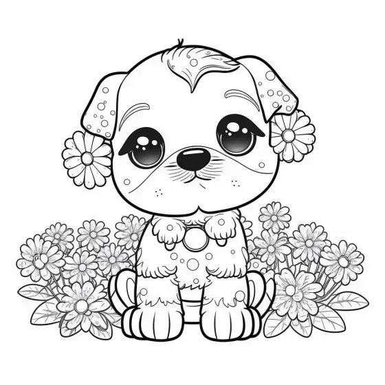 Cute Animals In Bloom Kids Coloring Pages