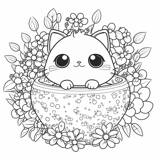 Cute Animals In Bloom Kids Coloring Pages