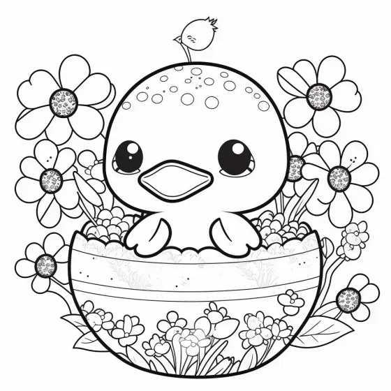 Cute Animals In Bloom Kids Coloring Pages