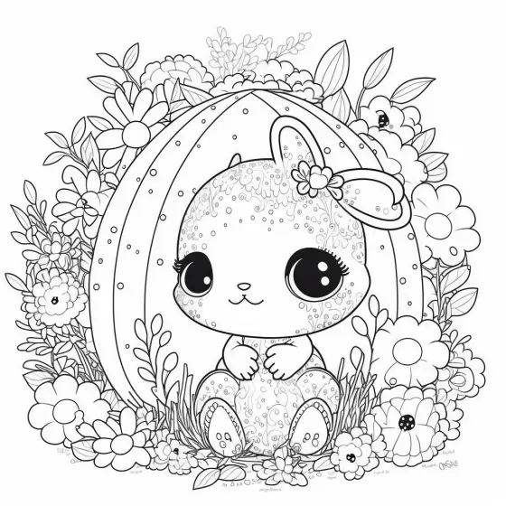 Cute Animals In Bloom Kids Coloring Pages