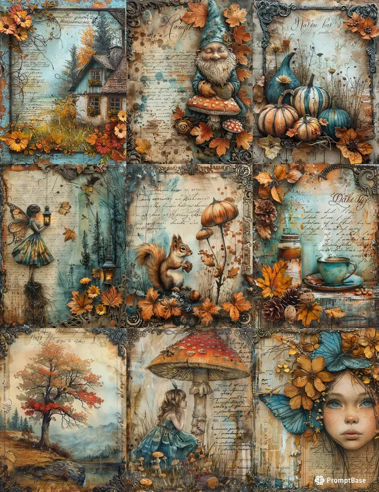 Fairy Tale Autumn Junk Journal Pages