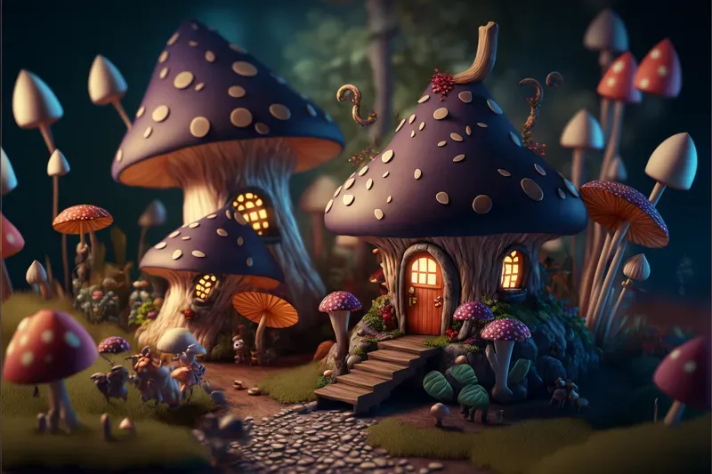 Tiny Mushroom Houses