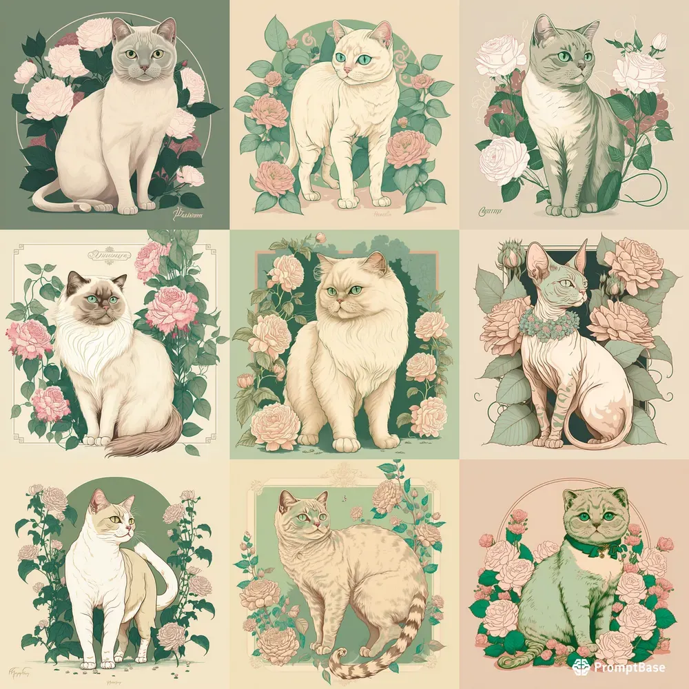 Floral Cats Portraits