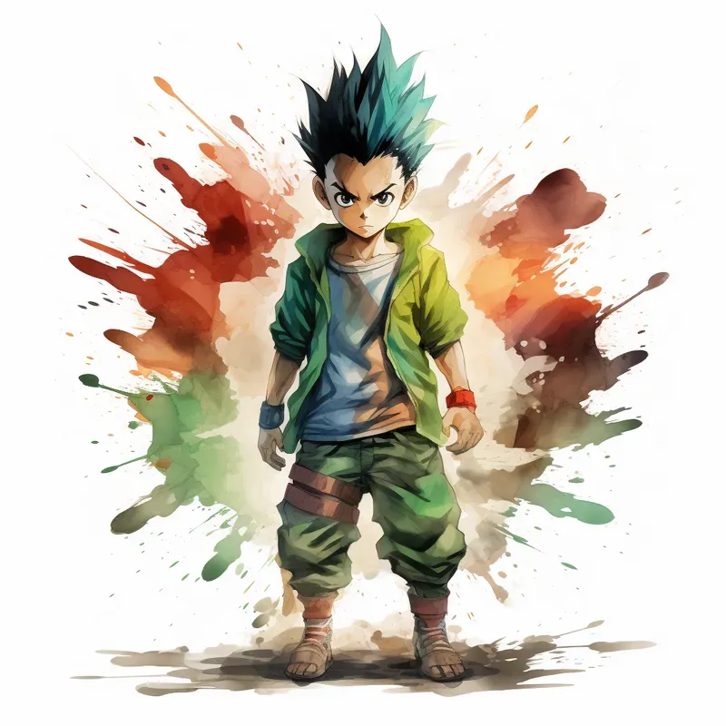 Anime Characters Watercolor Illustration
