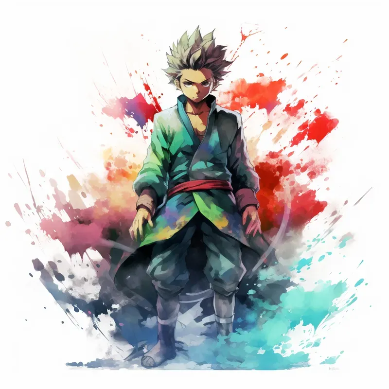 Anime Characters Watercolor Illustration