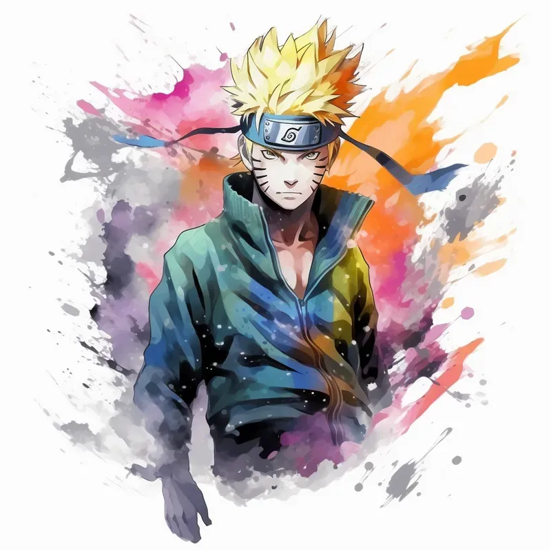 Anime Characters Watercolor Illustration