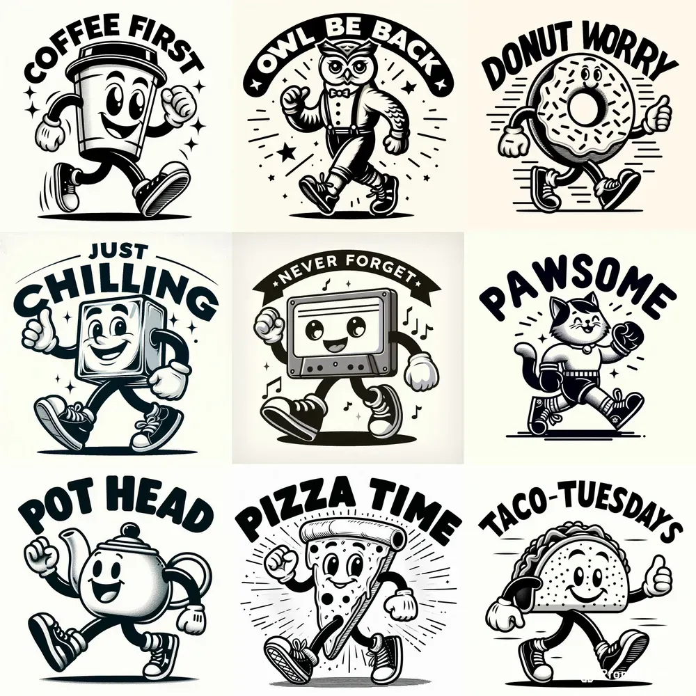 Retro Mascot Cartoon T-shirts With Text