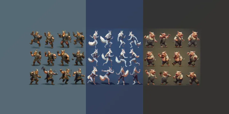 2D Gaming Sprite Sheets For Characters generated by undefined