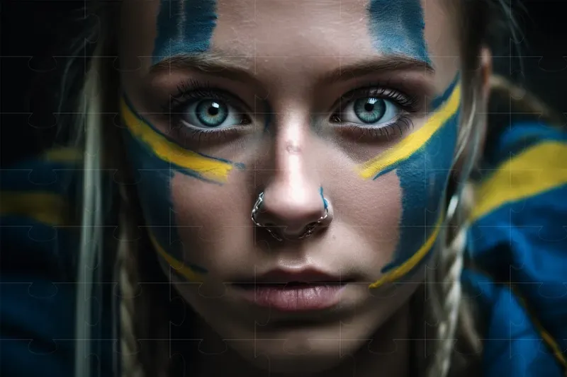 Closeup Portraits With Flag Face Paint