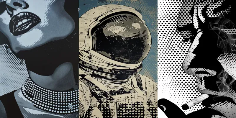 Halftone Portraits Pop Art Comic Retros generated by undefined