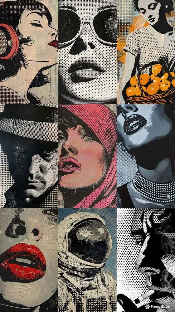 Halftone Portraits Pop Art Comic Retros