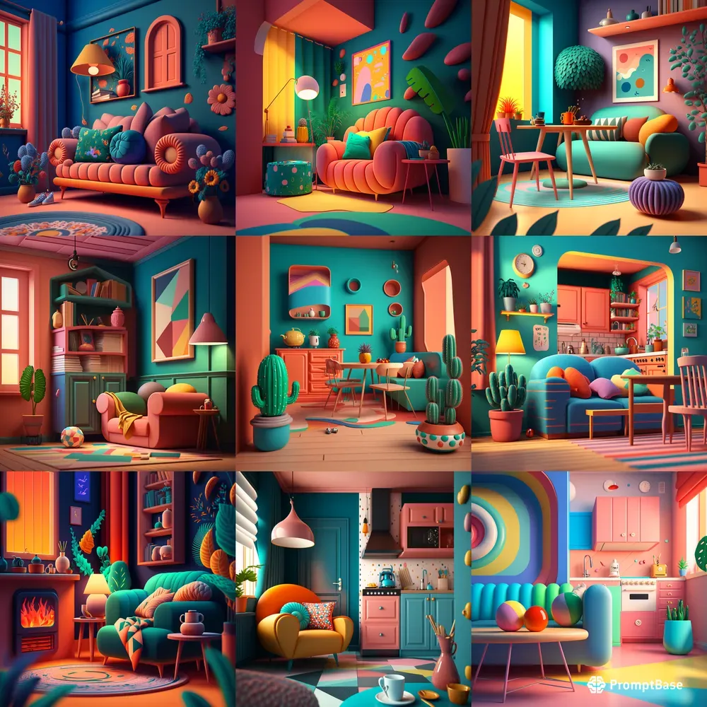3D Cozy Room Illustrations