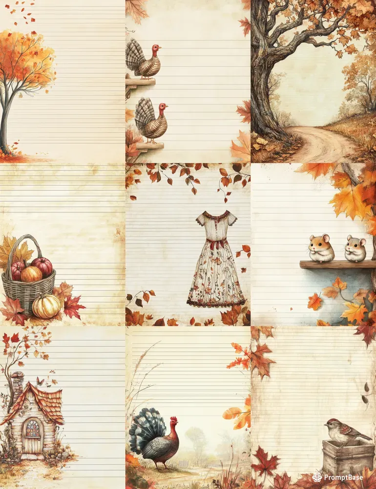 Thanksgiving Autumn Lined Papers