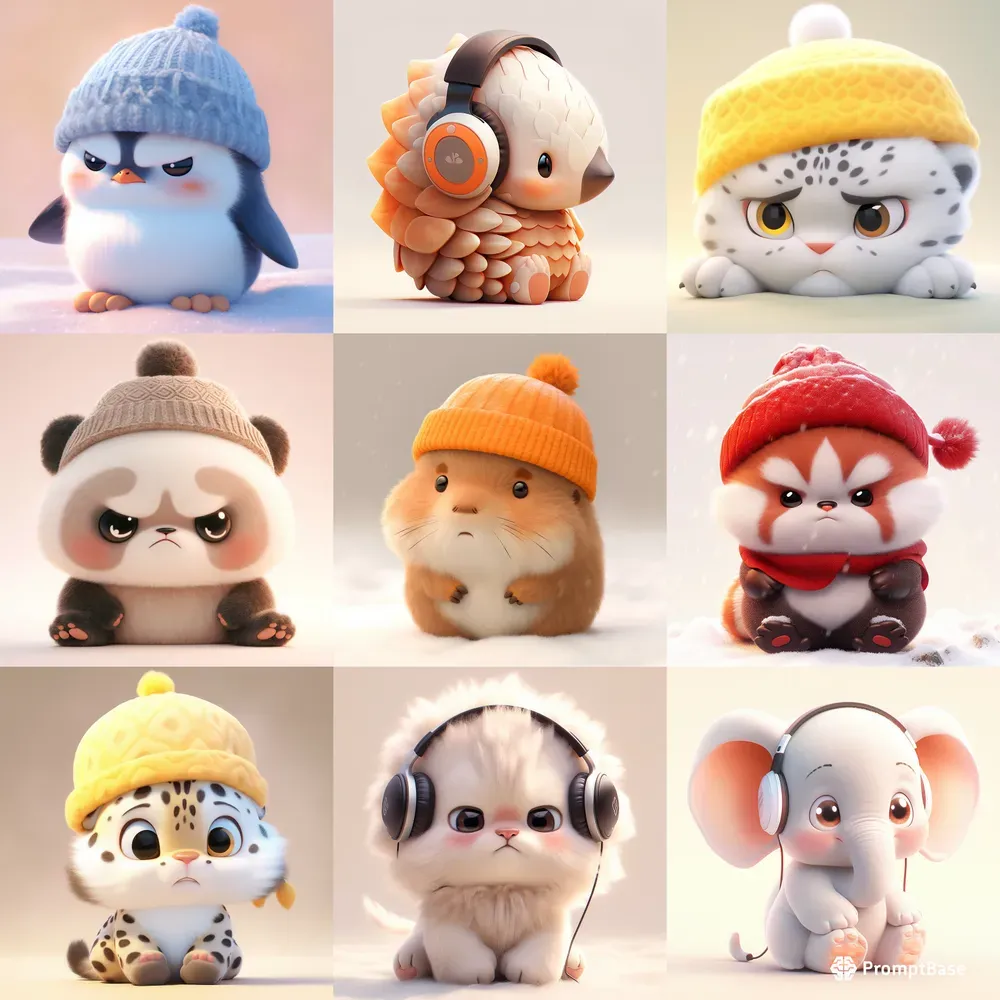 Chibi Frowning Animals