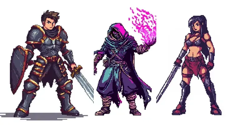 Retro 16-bit Tactical RPG Characters generated by undefined