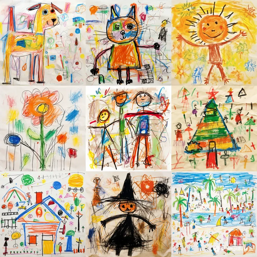 Realistic Kids Children Drawings