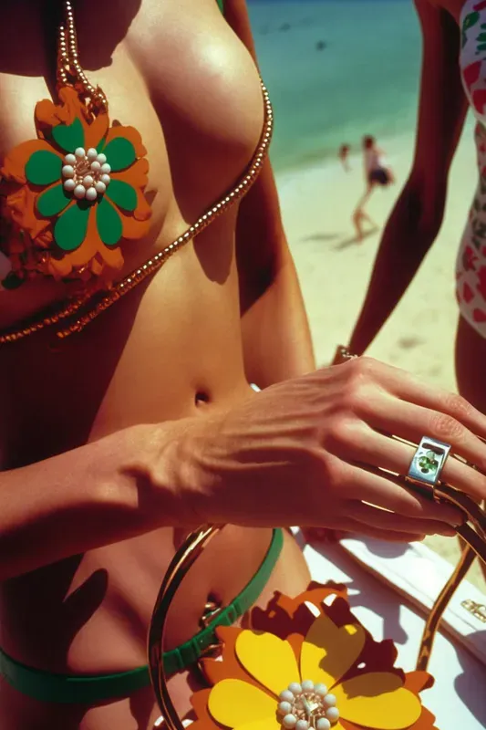 Retro Swimsuit And Poolside Women