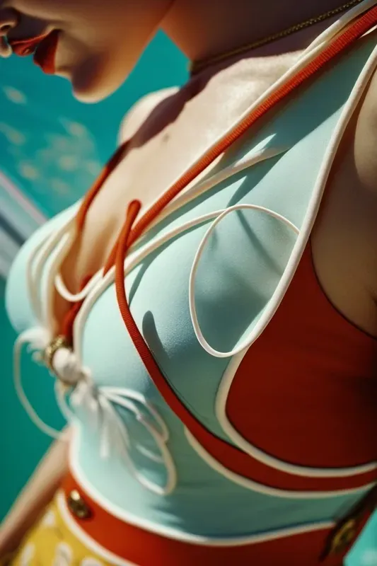 Retro Swimsuit And Poolside Women