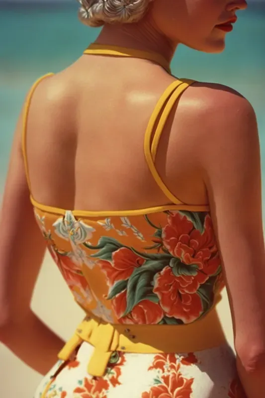 Retro Swimsuit And Poolside Women