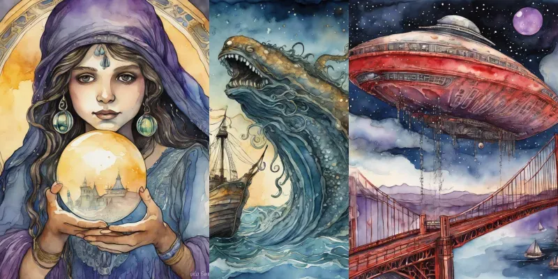 Watercolor Wonders And Horrors generated by undefined
