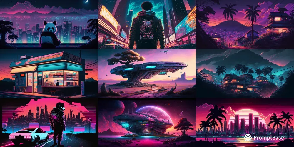 Anime Synthwave Backgrounds