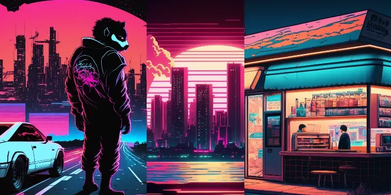 Anime Synthwave Backgrounds generated by undefined