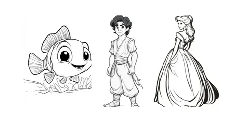 Disney Coloring Pages generated by midjourney