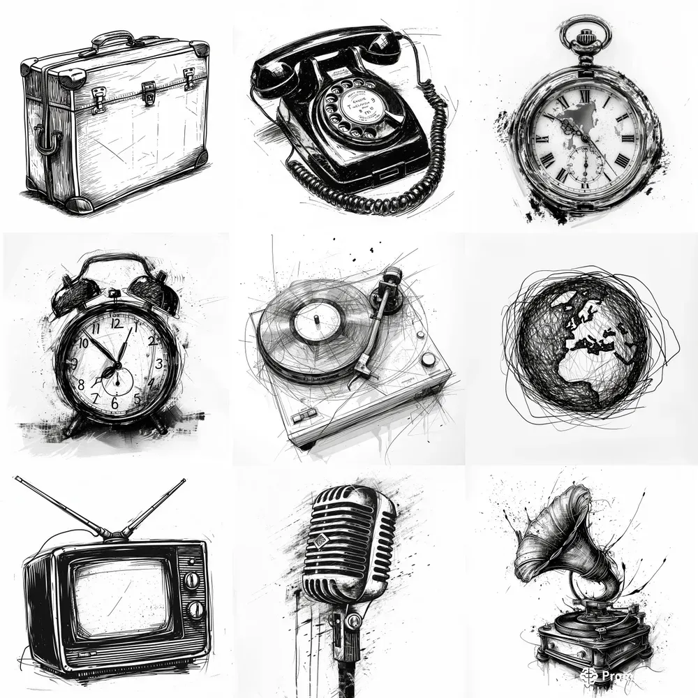 Vintage-inspired Scribble Drawings